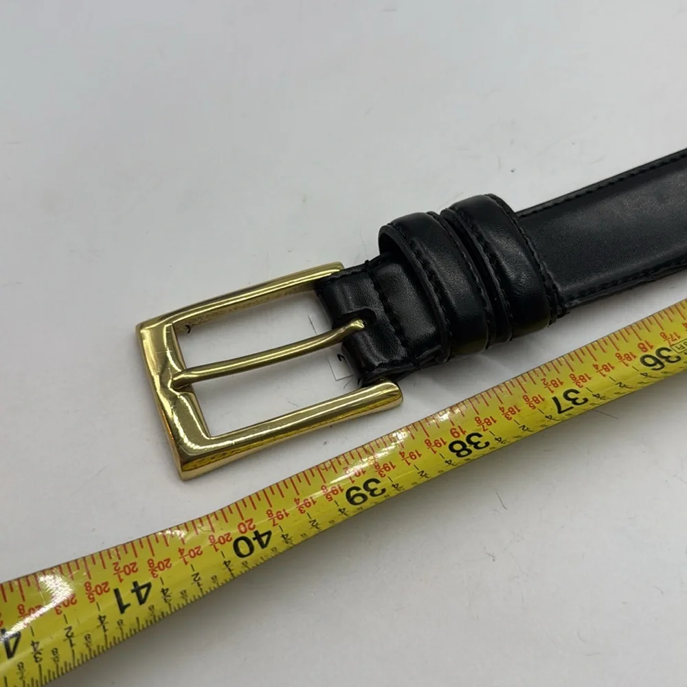 Nordstrom Men's Shop Black Leather Belt with Gold Buckle Size 34
